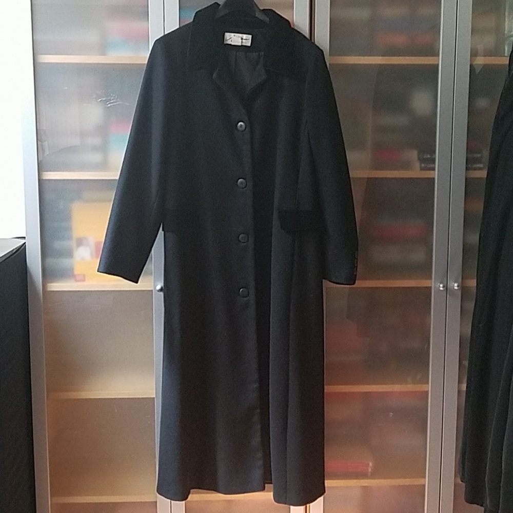 Long black wool overcoat